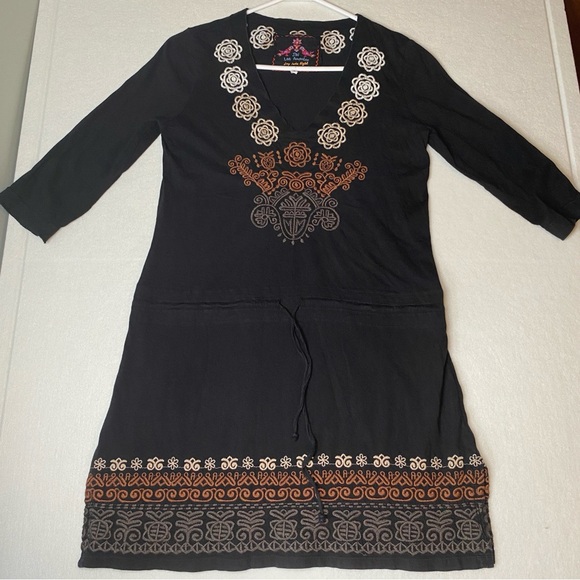 Johnny Was Dresses & Skirts - Johnny Was JW Los Angeles Boho Embroidered Tunic Dress Black Size Small Womens